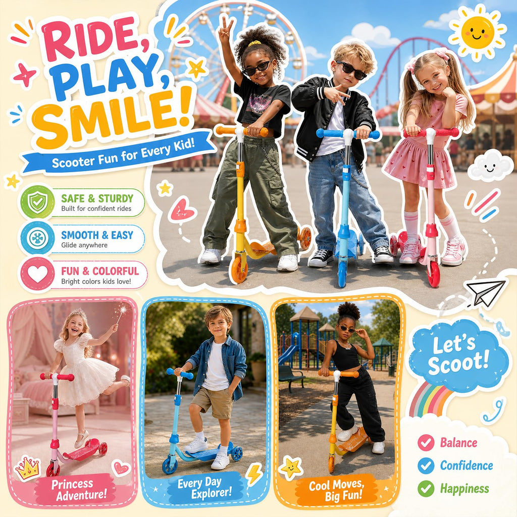 3 Wheel Kids Scooter with LED Light-Up Wheels Z648
