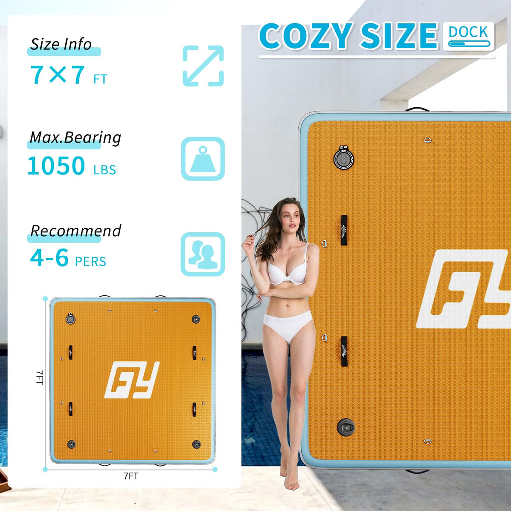 7×7' Inflatable Floating Dock with Soft Ladder W75087