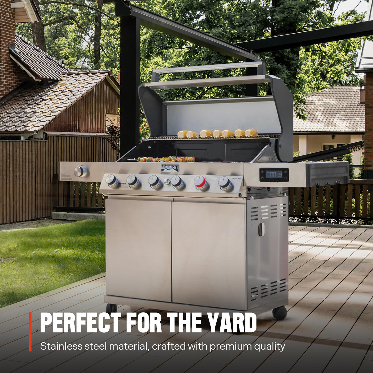 6+1 Burner Propane Gas Grill Stainless Steel 78,000 BTU with Side Sear Burner H6846