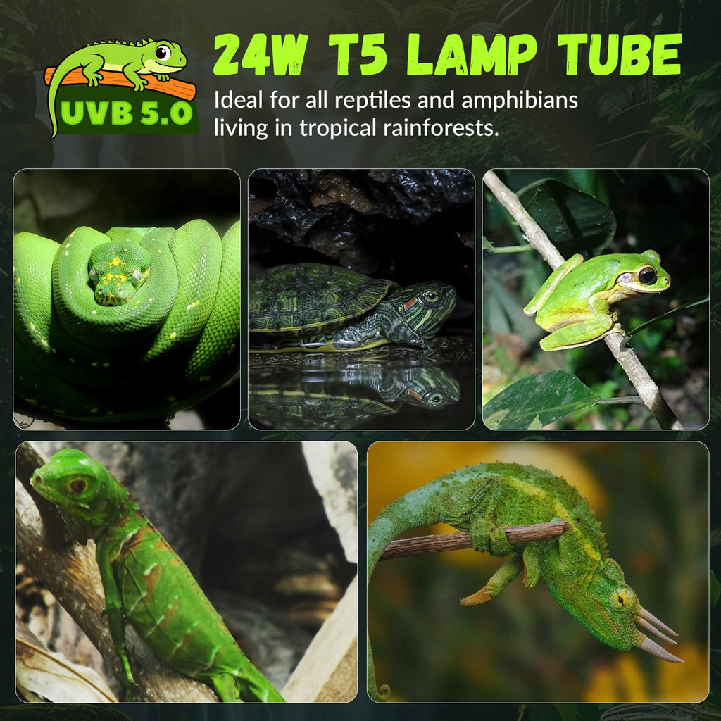 24W T5 5.0 UVB Reptile Light Fixture Combo Kit Y403290
