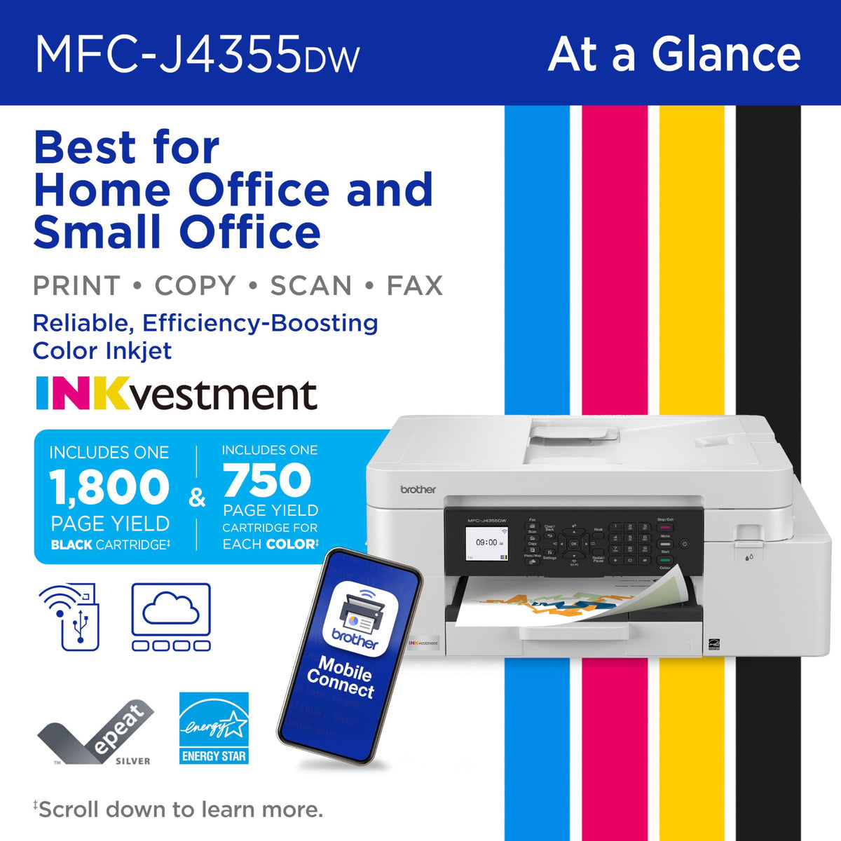Wireless Color Inkjet All-in-One Printer with Color Display and Manual Feed Slot M632066