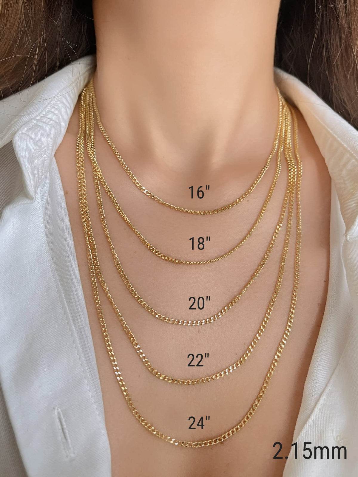 14K Gold Cuban Link Chain Necklace with Lobster Clasp R441