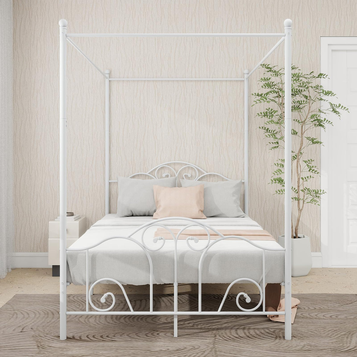 Metal Canopy Bed Frame Full Size with Headboard & Footboard G170