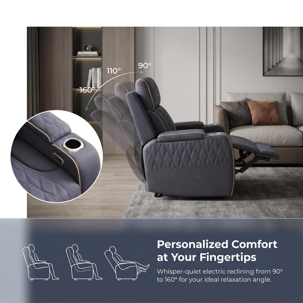 3 Piece Leather Power Recliner Sofa Set with LED Lights L837