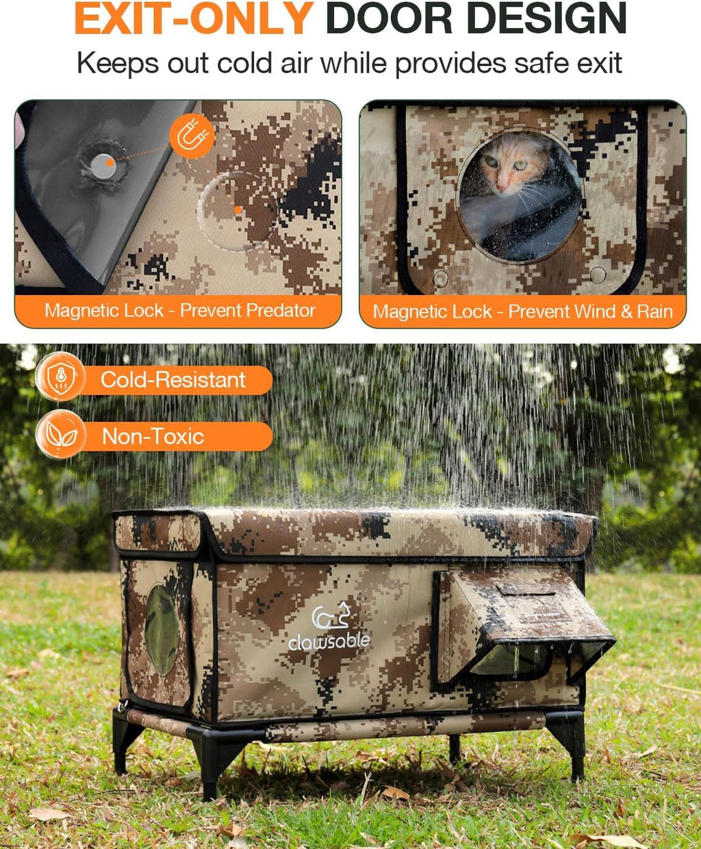 Heated Insulated Outdoor Cat Shelter with Escape Door E572