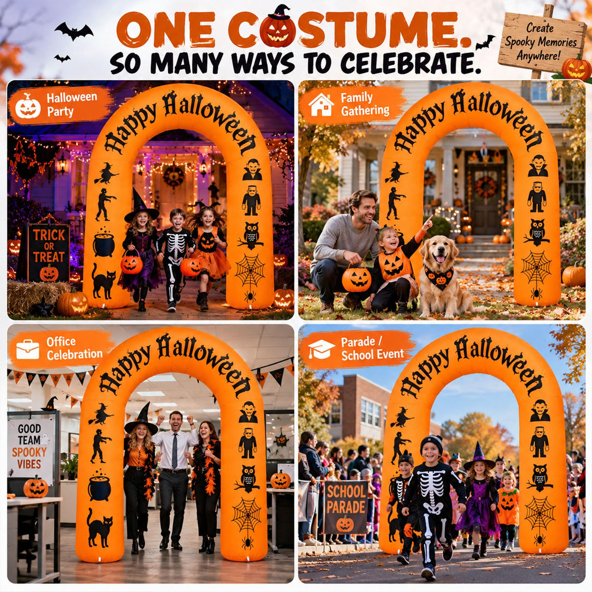8FT Halloween Inflatable Arch with LED Lights V155099