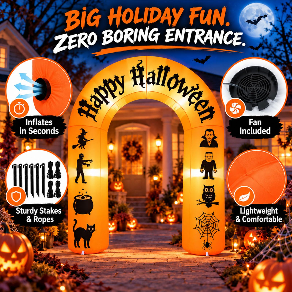 8FT Halloween Inflatable Arch with LED Lights V155099