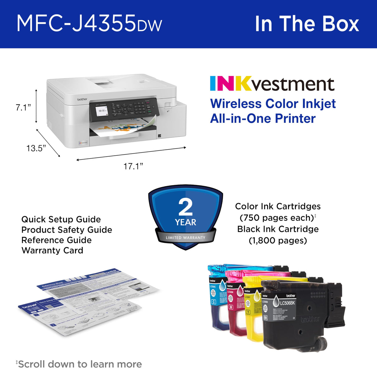 Wireless Color Inkjet All-in-One Printer with Color Display and Manual Feed Slot M632066