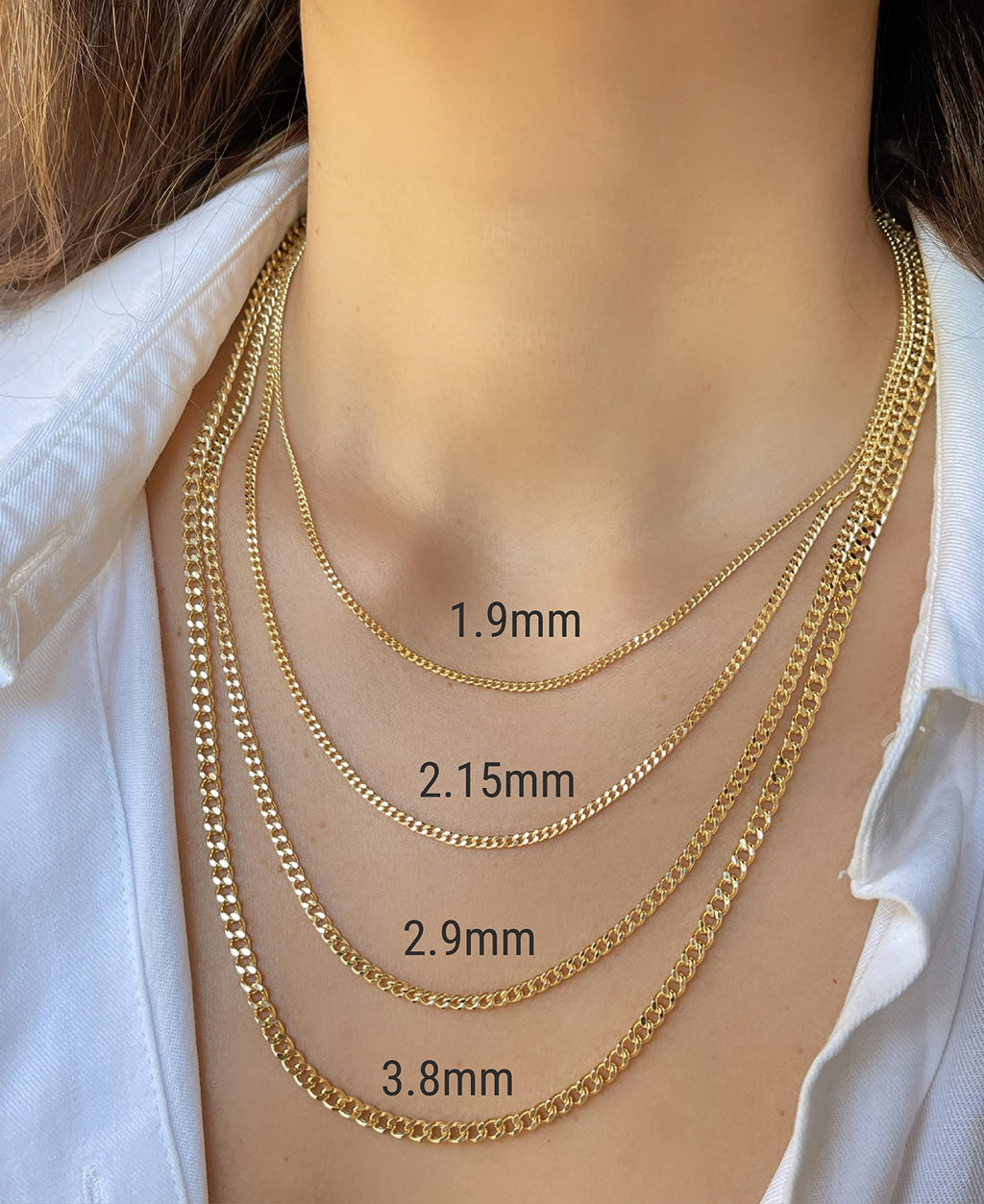 14K Gold Cuban Link Chain Necklace with Lobster Clasp R441