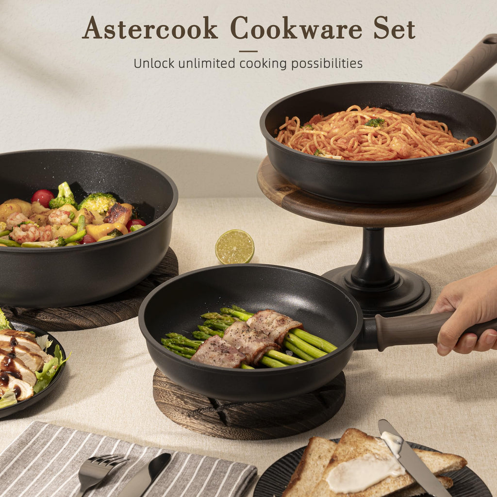 19 Pcs Non Stick Black Titanium Cookware Set P898456
