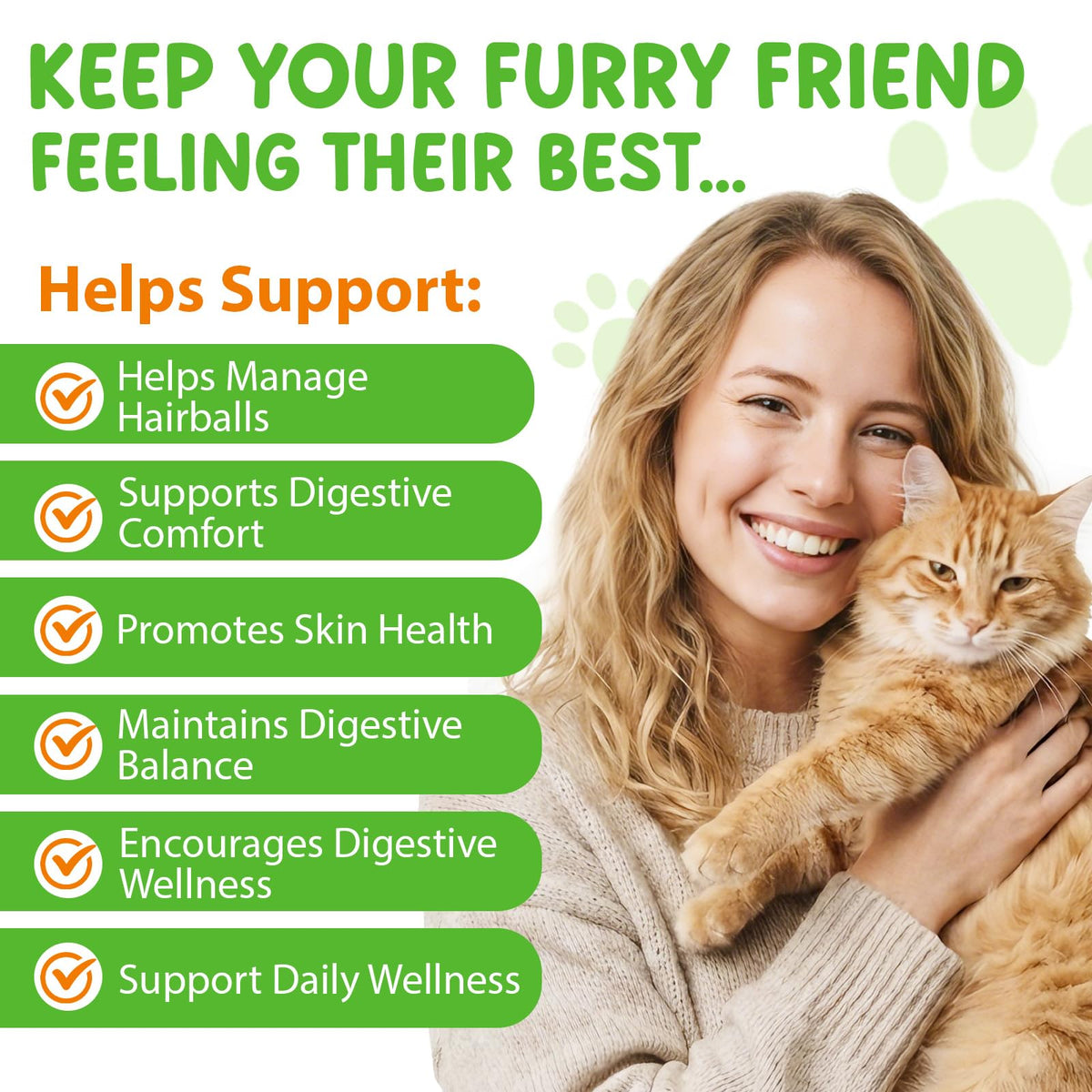 Natural Cat Hairball Treatment with Vitamins W2530