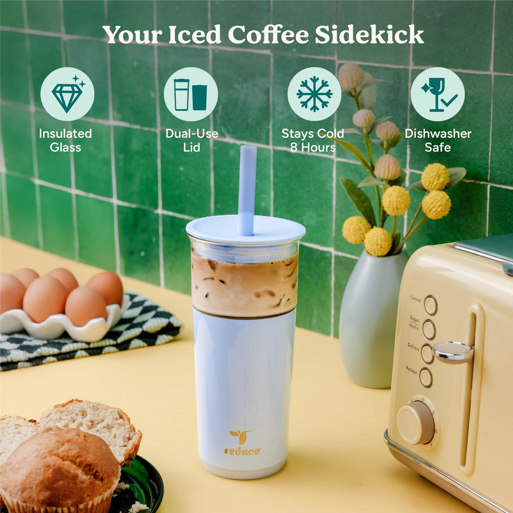 20oz Vacuum Insulated Glass Tumbler with Straw & Lid J250651