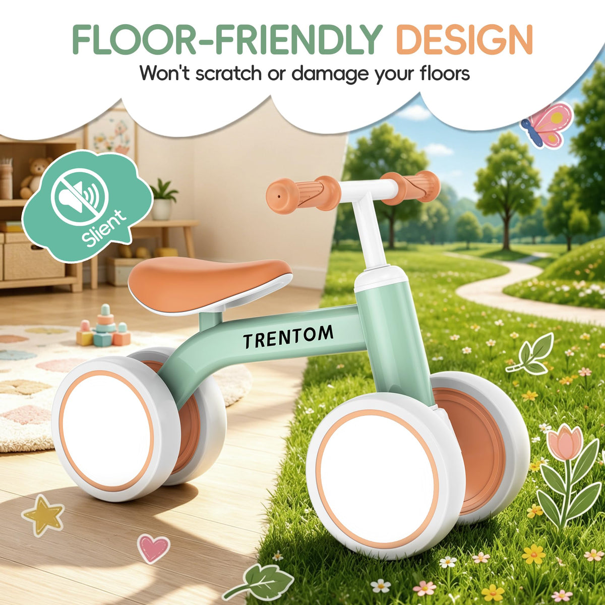 Lightweight No Pedals 4-Wheel Toddler Balance Bike U577374