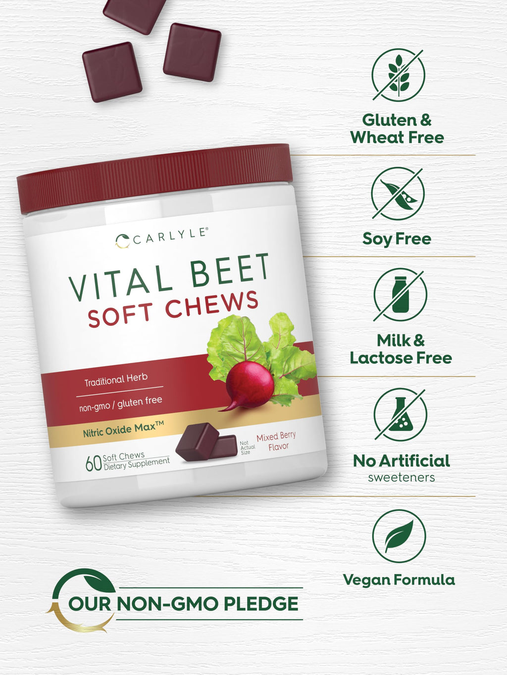 Beet Root Soft Chews 60 Count Mixed Berry Flavor L69679