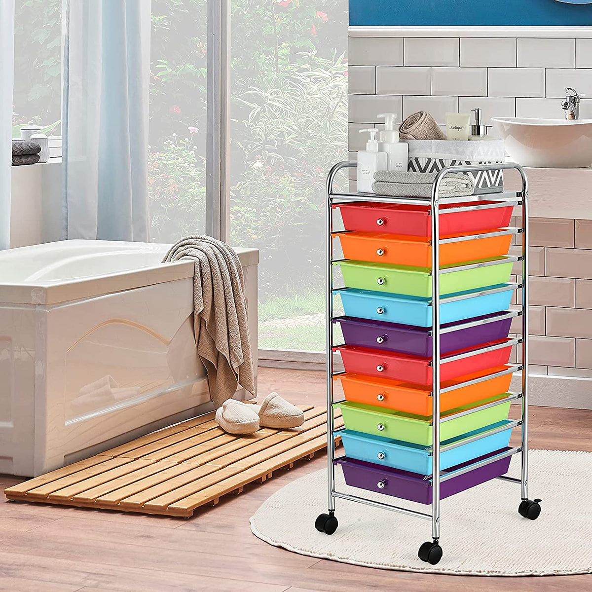 10 Drawer Rolling Storage Organizer Cart C614
