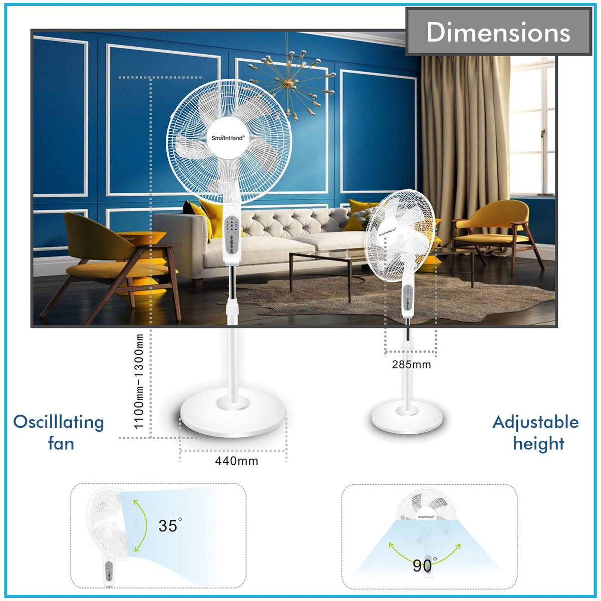 16” WIFI Enabled Oscillating Pedestal Fan G3564