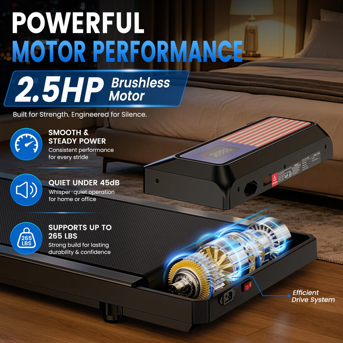 2.5HP Under Desk Treadmill with 8% Incline K1942
