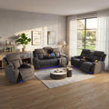 3 Piece Leather Power Recliner Sofa Set with LED Lights L837