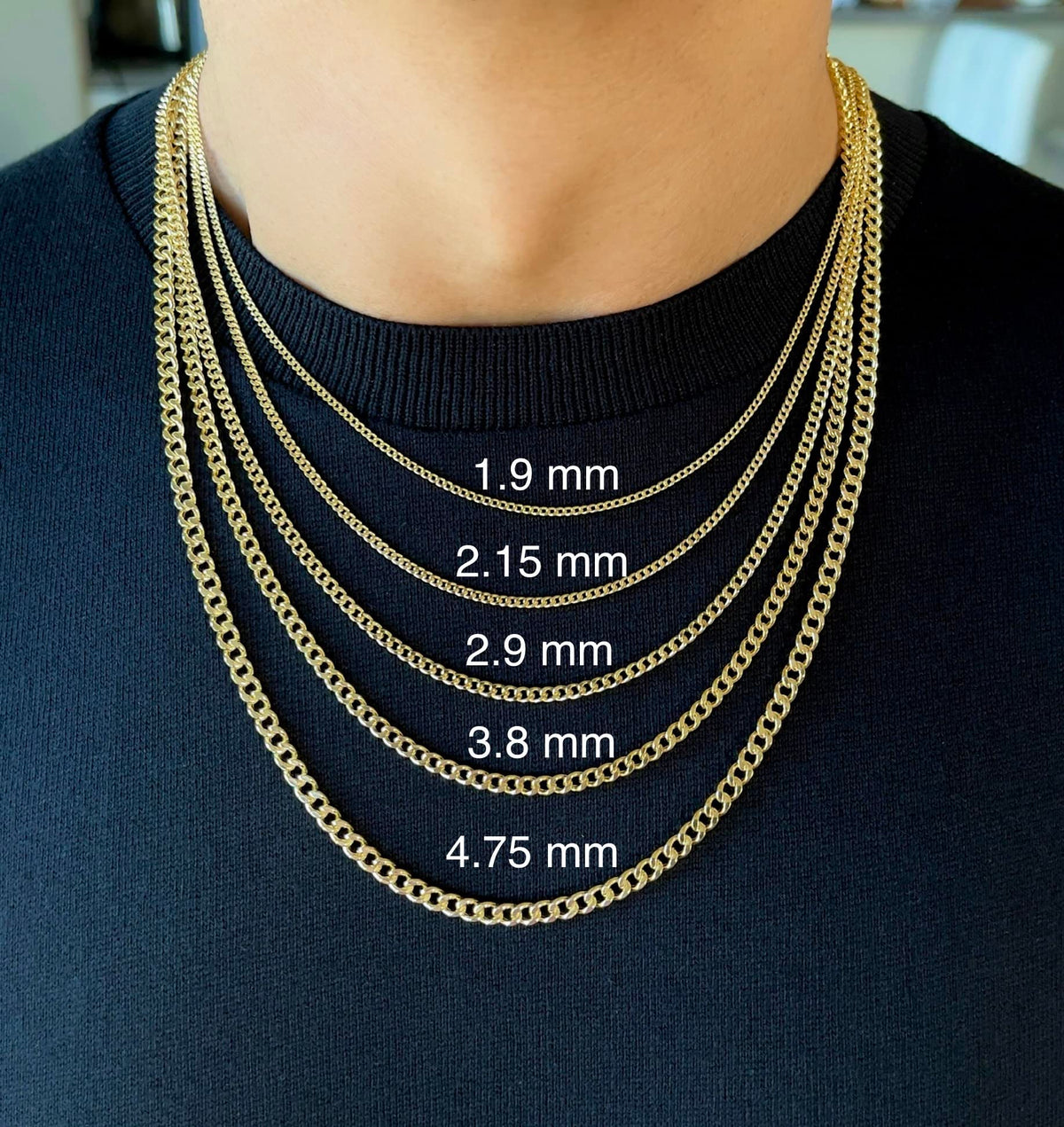 14K Gold Cuban Link Chain Necklace with Lobster Clasp R441