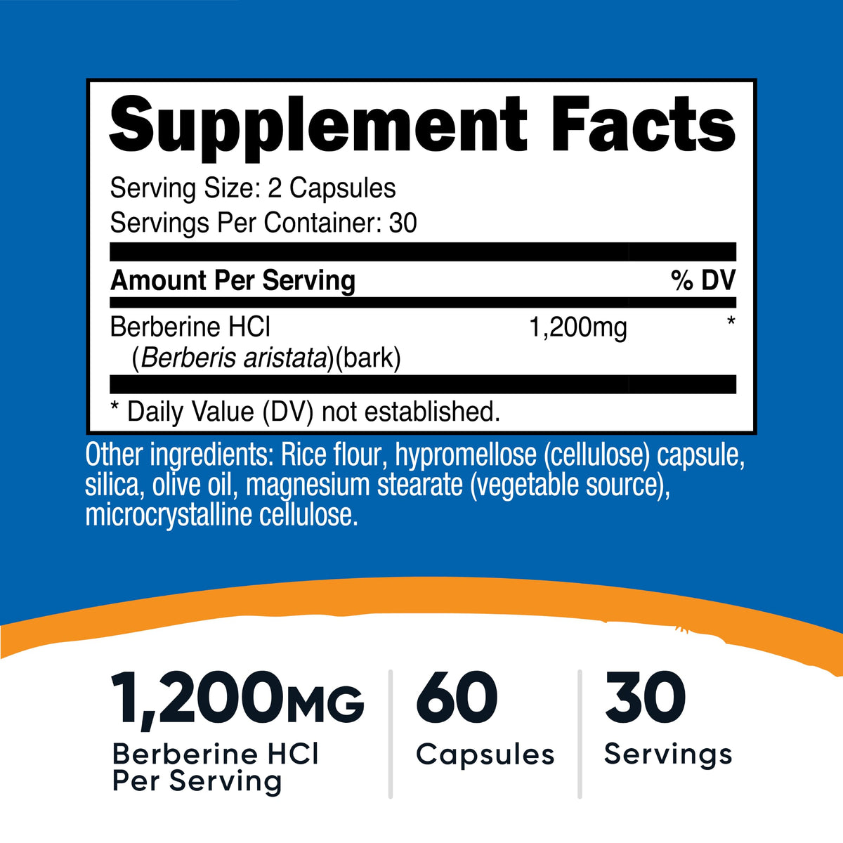 Berberine HCl 1,200mg 60 Capsules T16616
