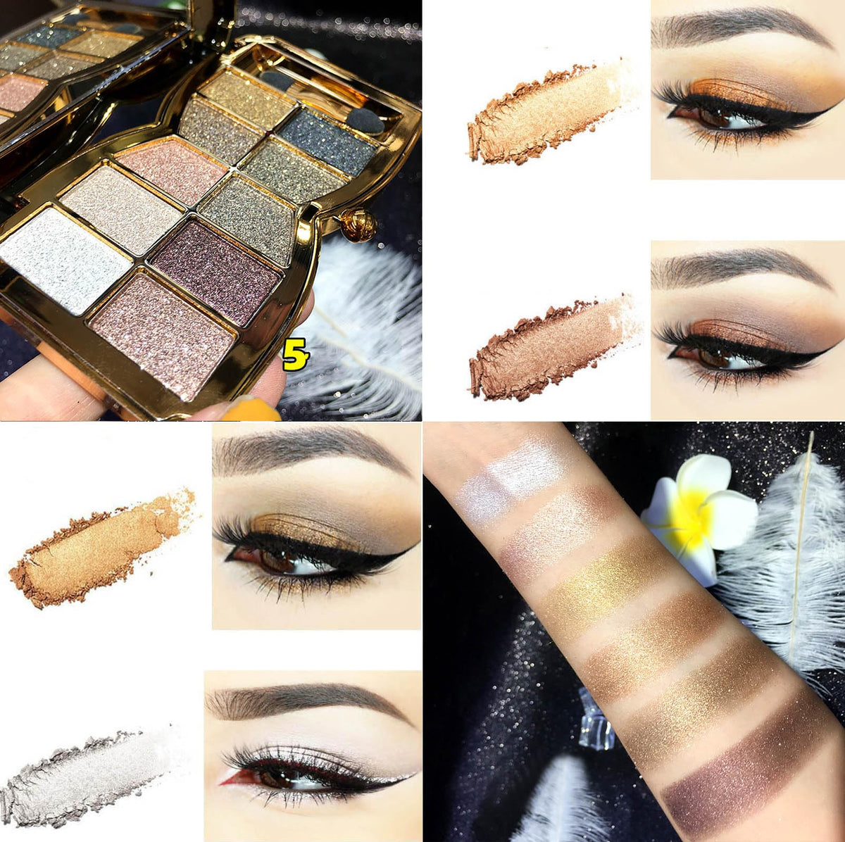 10 Colors Shimmer & Matte Glitter Eyeshadow Palette A3434