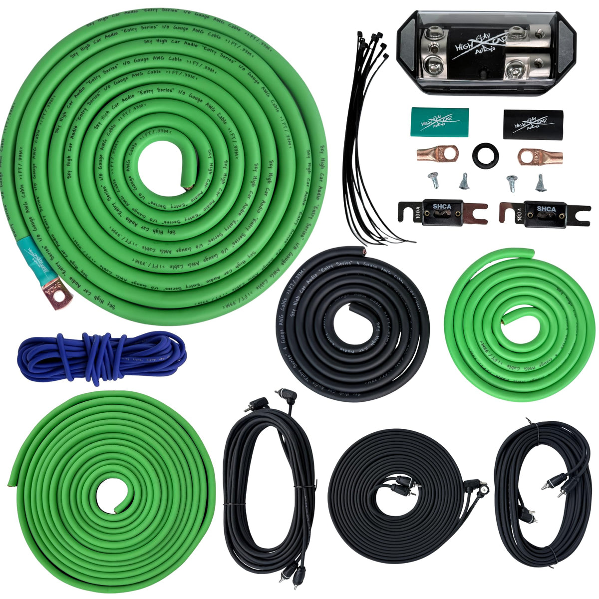 1/0 Gauge Dual Amplifier Wiring Kit with RCA Cables and Fuse Holder R8598