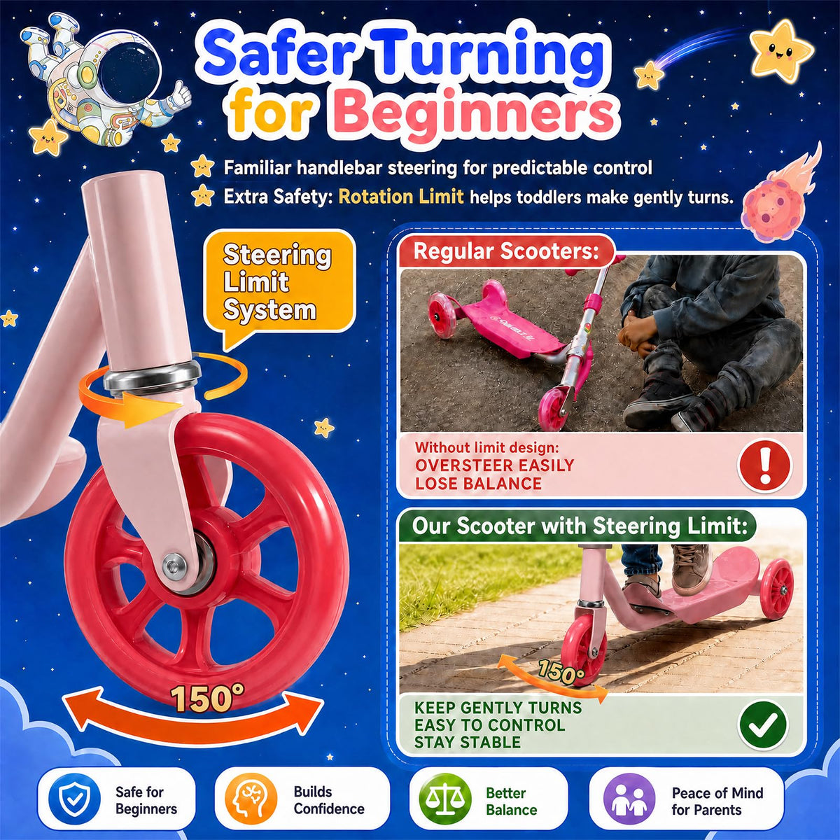 3 Wheel Kids Scooter with LED Light-Up Wheels Z648