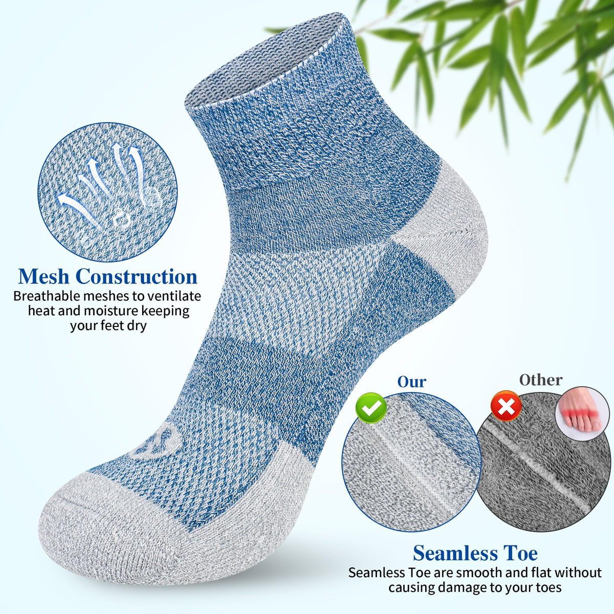 6 Pairs Ankle & 4 Pairs Low Cut Diabetic Socks F9199