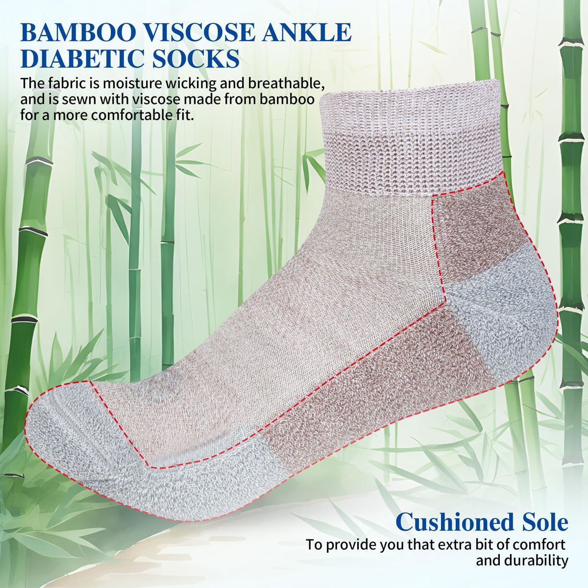 6 Pairs Ankle & 4 Pairs Low Cut Diabetic Socks F9199